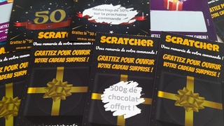 Let your customers scratch various cards featuring gifts, shopping carts, trunks, or Santa's sack to discover what they contain! Let your customers scratch various cards featuring gifts, shopping carts, trunks, or Santa's sack to discover what they contain!