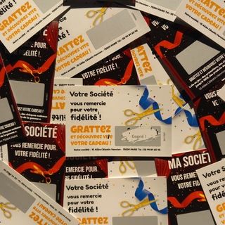 This collection is aimed at professionals who want to inaugurate a store, a sign, or an association using scratch cards for this purpose. The key is to offer gifts that will be appreciated by customers and encourage them to return in the future, such as discounts on products or services offered by the company or club, free samples of products or services, gift cards to use on future purchases, personalized goodies with the logo of the company or association, such as t-shirts, bags, pens, or keychains, tickets for future events organized, such as concerts, conferences, or exhibitions... This collection is aimed at professionals who want to inaugurate a store, a sign, or an association using scratch cards for this purpose. The key is to offer gifts that will be appreciated by customers and encourage them to return in the future, such as discounts on products or services offered by the company or club, free samples of products or services, gift cards to use on future purchases, personalized goodies with the logo of the company or association, such as t-shirts, bags, pens, or keychains, tickets for future events organized, such as concerts, conferences, or exhibitions...